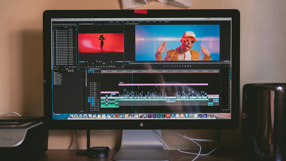 An iMac on a desk showing a photo